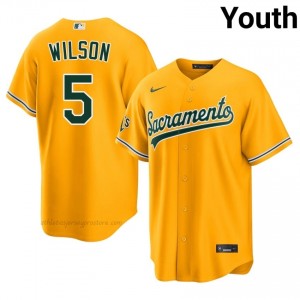 Jacob Wilson #5 Gold ATH Youth MLB Stitched Baseball Jersey 81r6Ff13