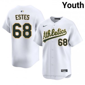Youth Joey Estes #68 White Athletics Authentic Stitch Baseball Jersey 25y5Wy46