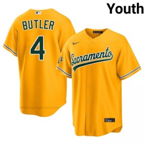ATH #4 Lawrence Butler Gold Youth Replica Stitched Baseball Jersey D23x6e74