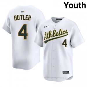 Youth Lawrence Butler #4 White Athletics Authentic Stitch Baseball Jersey xC3YYv91