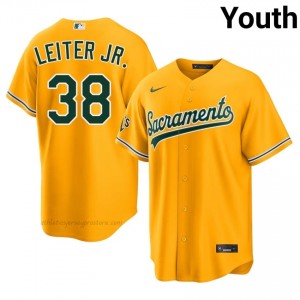 ATH #38 Mark Leiter Jr. Gold Youth Replica Stitched Baseball Jersey 4h024L90