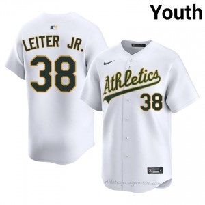 Youth Mark Leiter Jr. #38 White Athletics Authentic Stitch Baseball Jersey R2H1n860