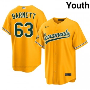 Mason Barnett #63 Gold ATH Youth MLB Stitched Baseball Jersey 8D072813