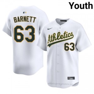 #63 Mason Barnett White Athletics Youth Official Sewn Baseball Jersey Pg38cI31
