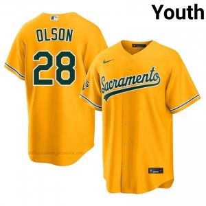 #28 Matt Olson Gold ATH Youth Classic Stitched Baseball Jersey H1Jy8811