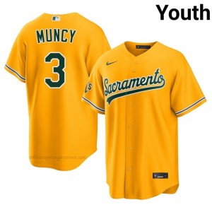 ATH #3 Max Muncy Gold Youth Replica Stitched Baseball Jersey 4GbmC625