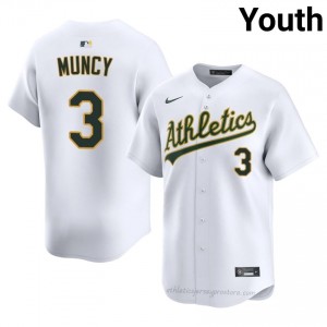 Youth Max Muncy #3 White Athletics Authentic Stitch Baseball Jersey f38Vq149