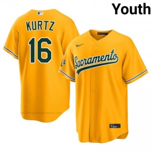 #16 Nick Kurtz Gold ATH Youth Classic Stitched Baseball Jersey v10WGI59