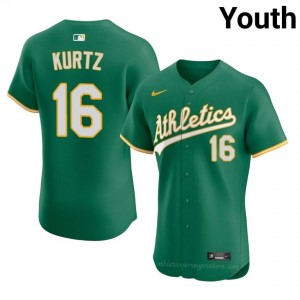 Youth Nick Kurtz #16 Green ATH Exclusive Stitched Baseball Jersey 3i3s4286