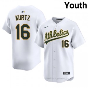 Nick Kurtz #16 White Athletics Youth Pro-Grade Sewn Baseball Jersey 7WV60163