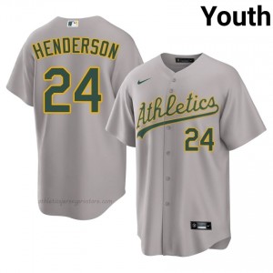 Youth Rickey Henderson #24 Gray ATH Exclusive Stitched Baseball Jersey X40U3530