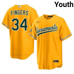 Youth Rollie Fingers #34 Gold ATH Exclusive Stitched Baseball Jersey A3S8rt70