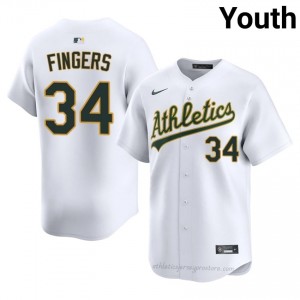 Athletics #34 Rollie Fingers White Youth Player Stitch Baseball Jersey 0i7n2c13