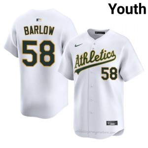 Scott Barlow #58 White Athletics Youth Pro-Grade Sewn Baseball Jersey Ct5x0r28