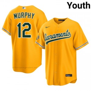 ATH #12 Sean Murphy Gold Youth Replica Stitched Baseball Jersey R26X0c32