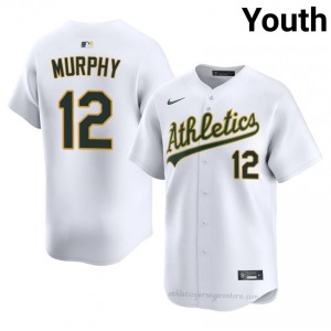 Youth Sean Murphy #12 White Athletics Authentic Stitch Baseball Jersey q7y4DT70