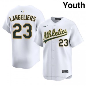 #23 Shea Langeliers White Athletics Youth Official Sewn Baseball Jersey ne4n8747