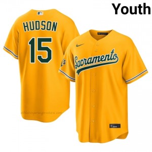 #15 Tim Hudson Gold ATH Youth Classic Stitched Baseball Jersey 0YmP7588