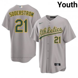 Youth Tyler Soderstrom #21 Gray ATH Exclusive Stitched Baseball Jersey t21r0151