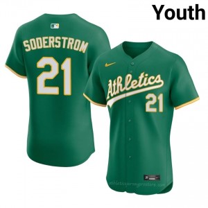 ATH #21 Tyler Soderstrom Green Youth Replica Stitched Baseball Jersey 524y1062