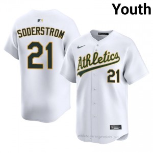 #21 Tyler Soderstrom White Athletics Youth Official Sewn Baseball Jersey vRk1G828