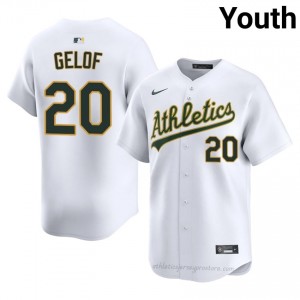 Athletics #20 Zack Gelof White Youth Player Stitch Baseball Jersey 46A65X86
