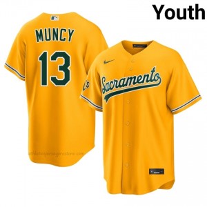 ATH #13 Max Muncy Gold Youth Replica Stitched Baseball Jersey 1KSQTV63