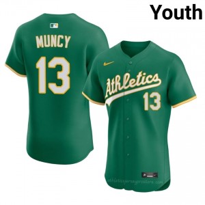 #13 Max Muncy Green ATH Youth Classic Stitched Baseball Jersey 663r0s49