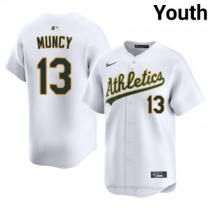 Youth Max Muncy #13 White Athletics Authentic Stitch Baseball Jersey 1R2ua349