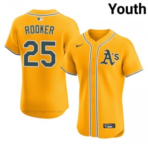 Brent Rooker #25 Gold A's Youth Limited Embroidery Baseball Jersey OOOSDt79