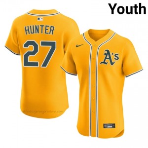 Catfish Hunter #27 Gold A's Youth Limited Embroidery Baseball Jersey C0QL7578