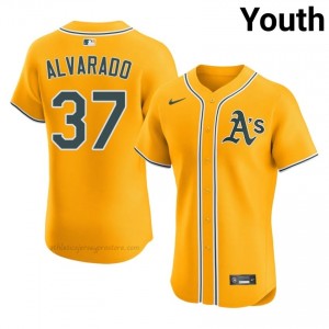 Elvis Alvarado #37 Gold A's Youth Limited Embroidery Baseball Jersey 74PY2390