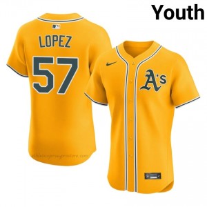 Jacob Lopez #57 Gold A's Youth Limited Embroidery Baseball Jersey 2b0IpK99