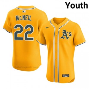 #22 Jeff McNeil Gold A's Youth Gameday Embroidery Baseball Jersey 22g04w44