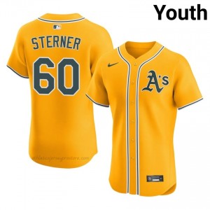 A's #60 Justin Sterner Gold Youth Premium Embroidery Baseball Jersey 234b2588