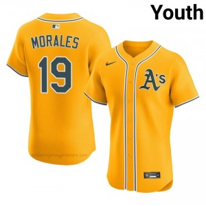 #19 Luis Morales Gold A's Youth Gameday Embroidery Baseball Jersey 3T62nm13
