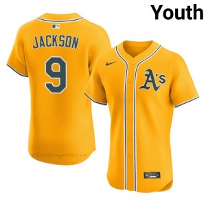 Reggie Jackson #9 Gold A's Youth Limited Embroidery Baseball Jersey lofx1t43