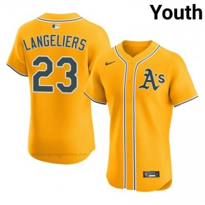 Youth Shea Langeliers #23 Gold A's Game Embroidery Baseball Jersey m1285426