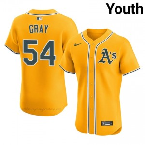 #54 Sonny Gray Gold A's Youth Gameday Embroidery Baseball Jersey u0W04Y30