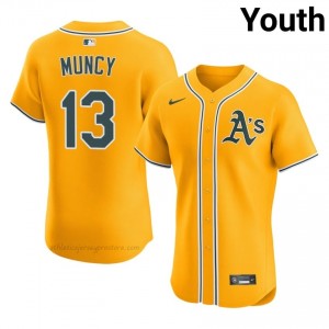 Max Muncy #13 Gold A's Youth Limited Embroidery Baseball Jersey wi4W1050